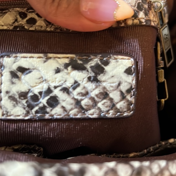 Jessica Simpson Snake Skin Bow Brown Faux satchel purse bag - Picture 5 of 12